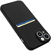 Karrint Designed for iPhone 14 Case with Card Holder for Women Men Soft Liquid Silicone Cover [Microfiber Lining] Full Camera Protection Shockproof Slim for iPhone 14 Case Wallet Black