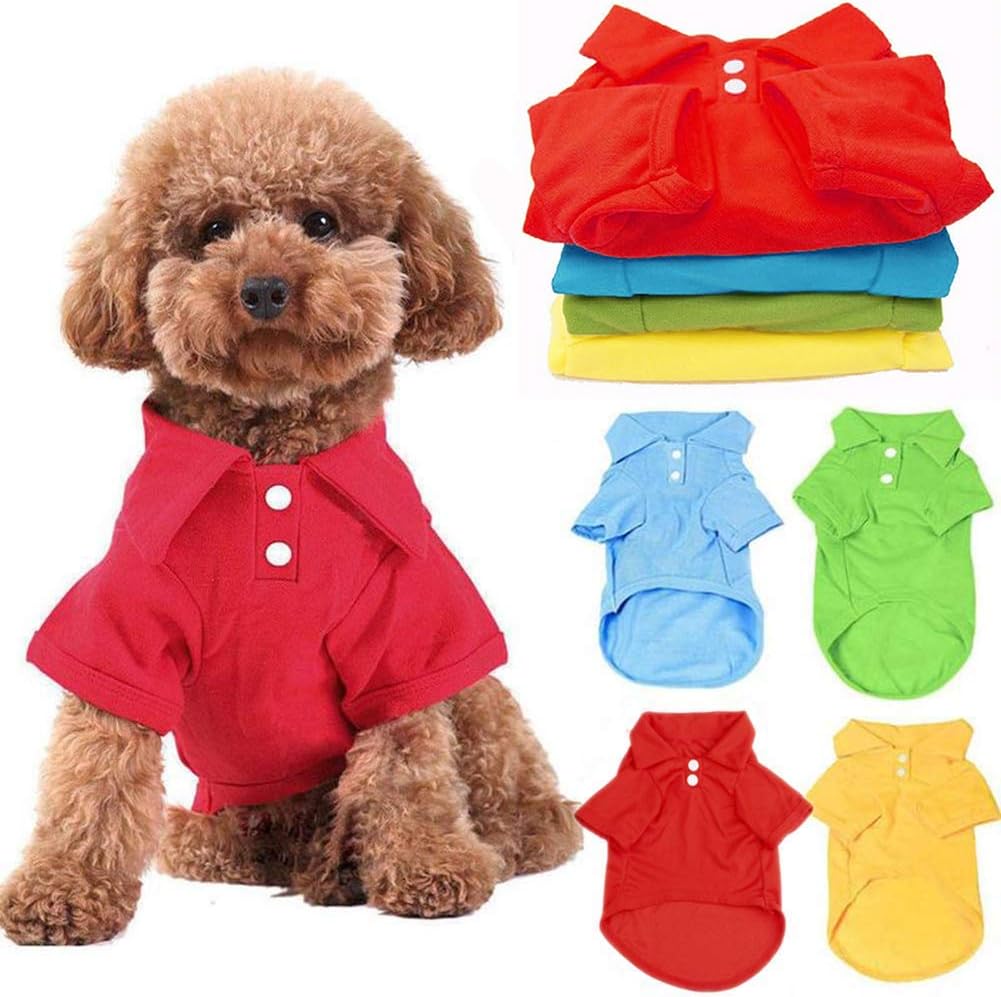 DOGGYZSTYLE 4 Pack Solid Dog Polo Tshirts Shirts Pet Puppy