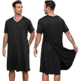 Liokoc Men's Hospital Gown Open Back - Reusable Patient Gown with Shoulder Tie Closure - Comfortable Hospital Gowns for Men