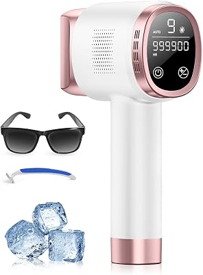 Máquina de depilação a laser 21J com função de arrefecimento, depilador de luz pulsada 600-1200NM com 9 níveis de energia, ecrã tátil LCD para mulheres e homens, biquíni, axilas, rosto e corpo cor-de-rosa