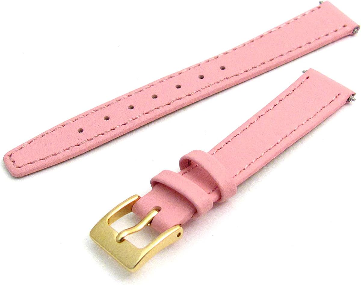 WatchWatchWatch Pink Smooth Stitched Ladies' Leather Watch Strap 10mm
