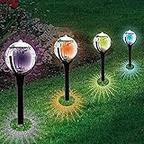 Cocal 2 Pcs Garden Pathway Lights for Outdoor Solar Landscape Path Yard Colorful Light for Garden