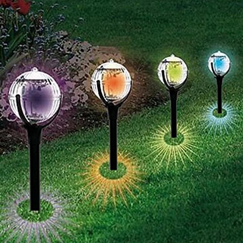 Cocal 2 Pcs Garden Pathway Lights for Outdoor Solar Landscape Path Yard Colorful Light for Garden
