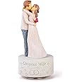 Gift for Wife Music Box Figurine, Husband and Wife Kiss Figure Sculpted Hand-Painted Collectible Birthday Valentine Christmas to Wife Musical Box Play Can't Help Falling in Love