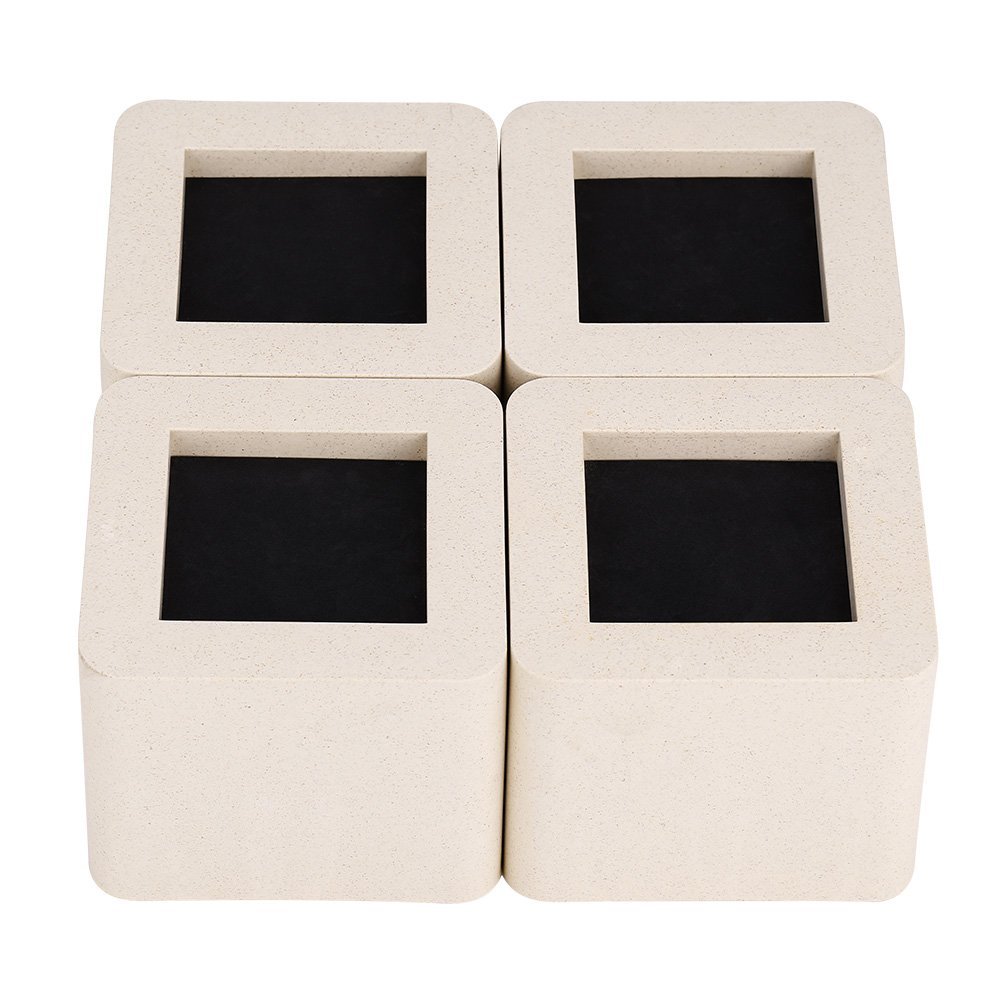 Furniture Risers 4 Piece Heavy Duty Square Adjustable Bed Risers Leg Risers Ceramic Simulated Plastic Non-Slip Lift Blocks for Universal Home Office Sofa Table Chair 4.13x 4.13x 3.34 in (Beige)