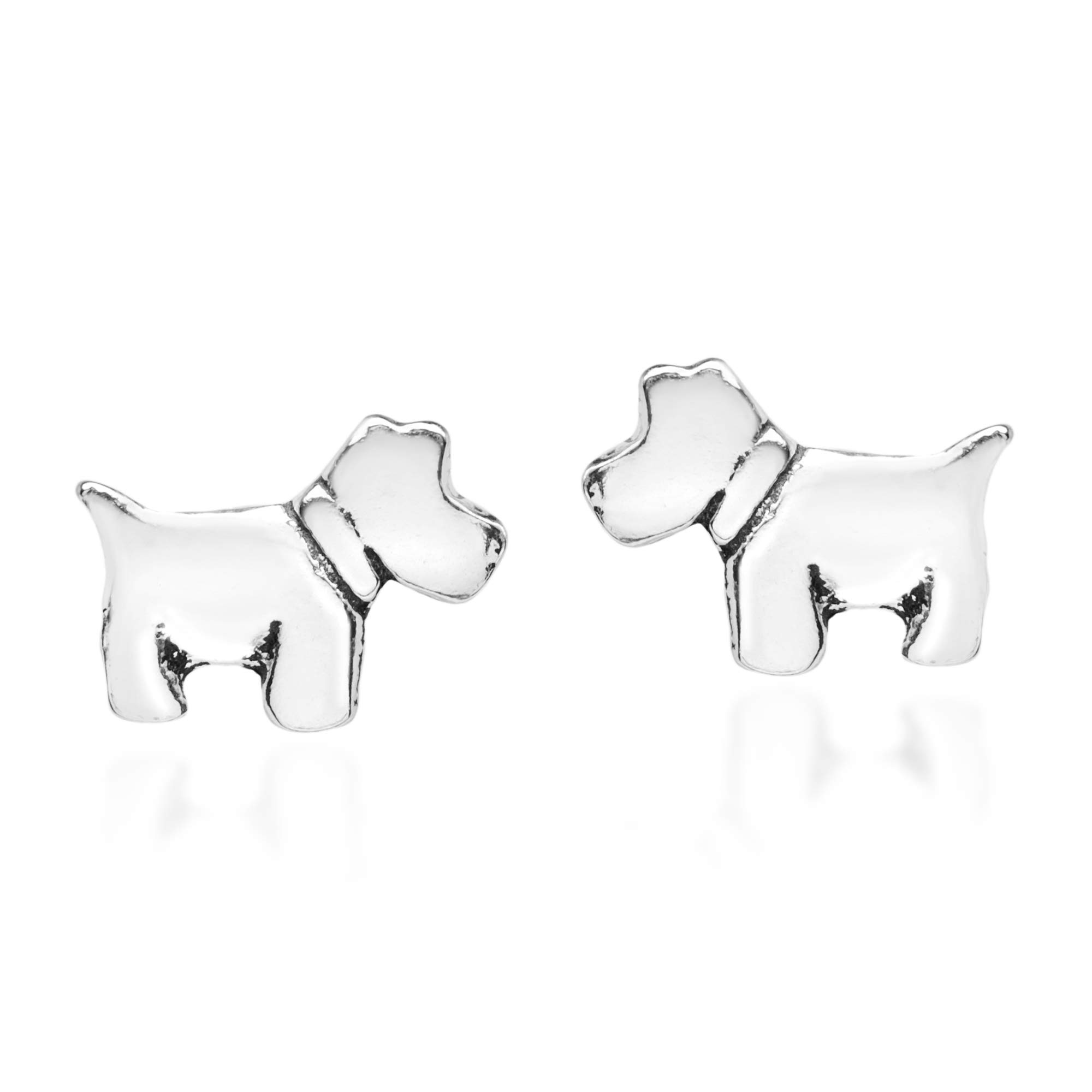 AeraVida Cute Dog Pup .925 Sterling Silver Stud Earrings