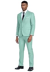 Amyox Men Suits Slim Fit 2 Piece Mint Green Suits