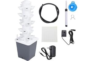SIXRUN Hydroponics Growing System, 25 Hole Indoor Vertical Tower with Water Pump Hydroponic Gardening Kit for Fruits Vegetabl