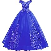 EileenDor Women's Quinceanera Dresses Lace Appliques Off Shoulder Ball Gown Sweet 16 Dresses with Pearl