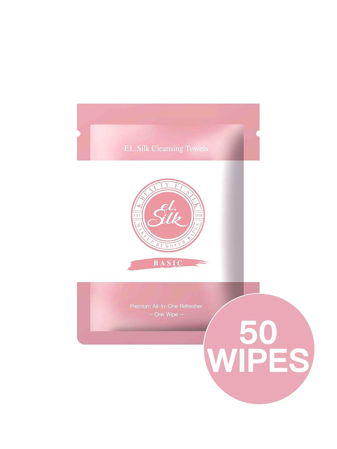 NEW El.Silk Makeup Remover Facial Wipes - Moisturizing Skin Cleansing Towelettes - Safe For Sensitive Skins, Hands, Gym, Hotel, and Travel - Individually Wrapped, 50 Pack