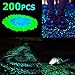 Sunnest 200Pack Glow in the Dark Garden Pebbles for Walkways Outdoor Decor Aquarium Fish Tank Path Lawn Yard, Glow Stone Rocks Outdoor Garden Decorative Stones in Blue & Green