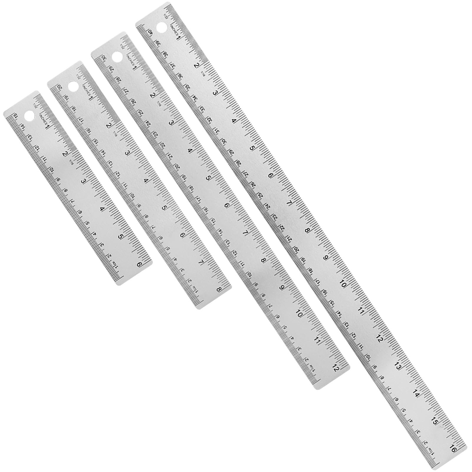 Metal Ruler with Cork Backing,6+12+16+18 Inch