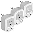 TESSAN South Africa Power Adapter, Type M Travel Plug Adaptor with 2 USB & 1 American Grounded Outlet for USA to Bhutan, Botswana, India, Israel Namibia Nepal Pakistan, 3 Pack