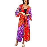 Women’s Kimono Cover Up Long Beach Dress Swimsuit Cover Ups Colorful Cardigan Lightweight Robe for Swimwear