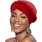 DRESHOW Turban Pre-Tied Twisted Hat Thread African Head Wraps for Black Women Chemo Cancer Cap Braid Hair Cover