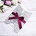 ponatia 25PCS Silver Glitter Wedding Invitations Cards Laser Cut Hollow Rose With Burgundy Ribbon For Bridal Shower Engagement Birthday Graduation Invite