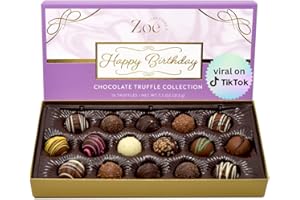 CRAVINGS BY ZOE Happy Birthday Chocolate Truffles Gift Box | 16 Count | Dark, Milk & White Chocolate Candy Variety Pack | Chocolate Gift Basket | Birthday Gifts for Women & Men