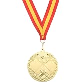 Médaille Ping-pong Or Avec Ruban Multicolore - 68x68 Mm, Alliage De Zinc, Pour Compétitions Et Jeux