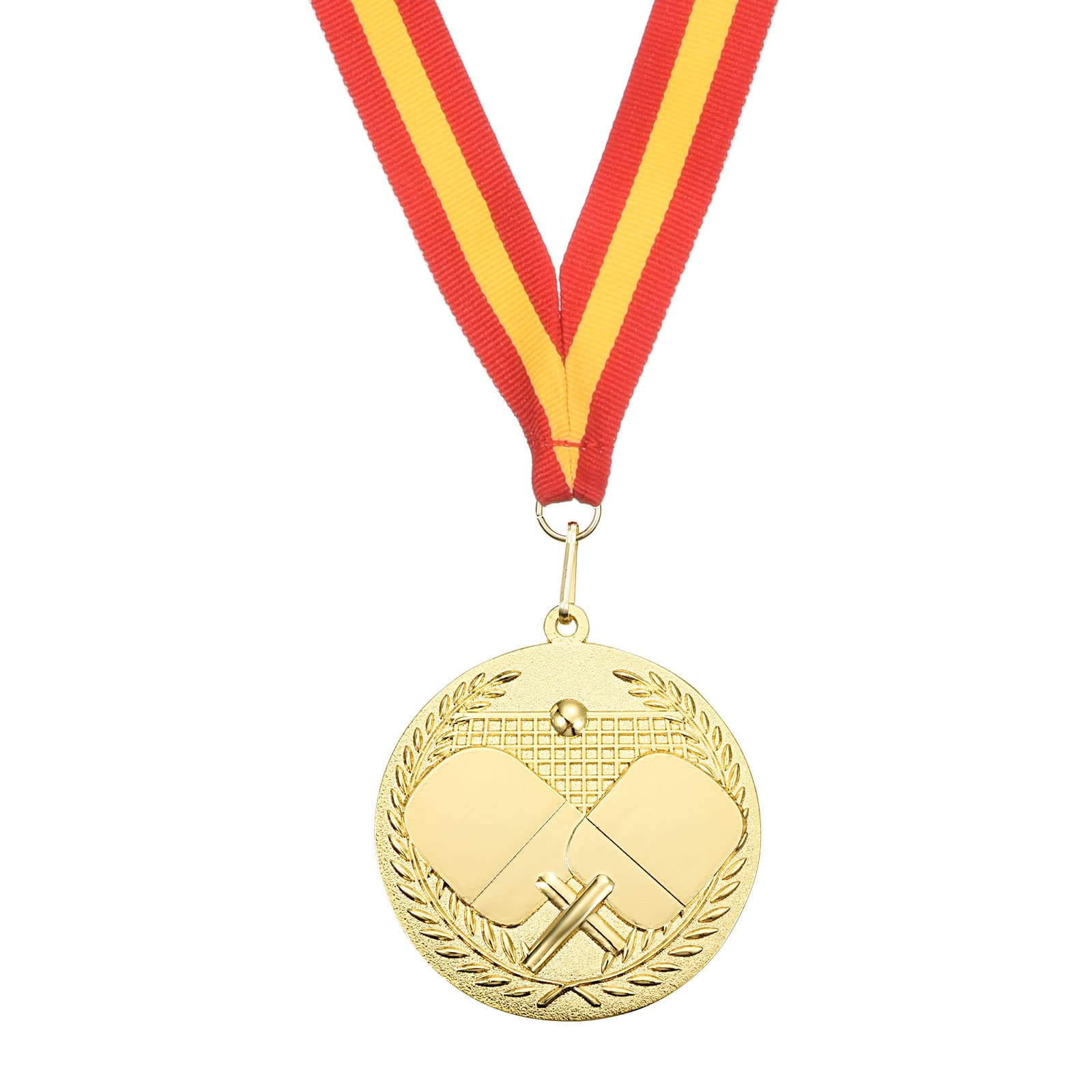 PATIKIL 2.7" Ping Pong Medals, Table Tennis Award Medals Gold Medal with Ribbon Red Yellow for Games Sports Competitions