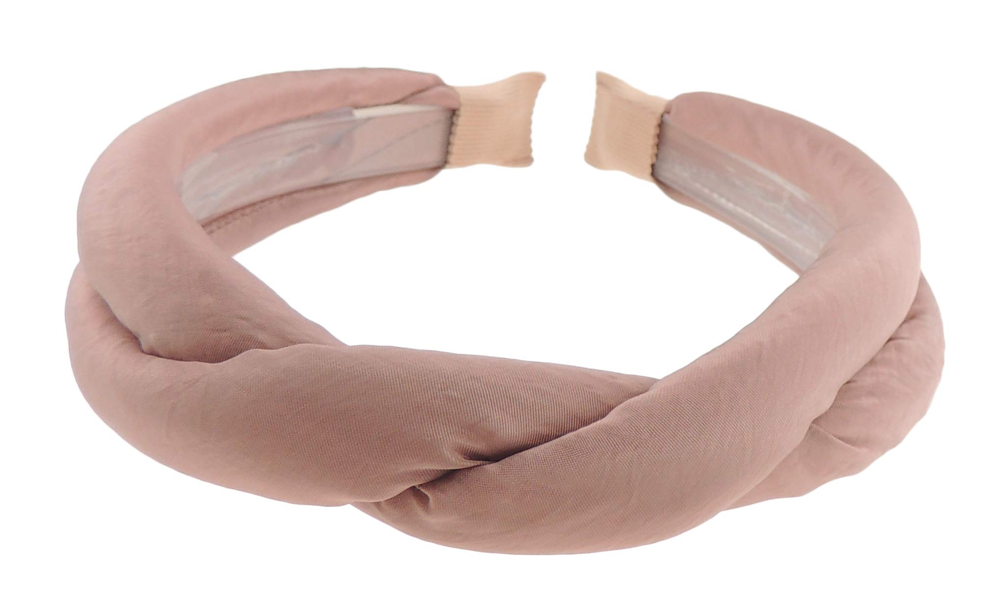 Womens Satin Swirl Plait Braid Occasion Wedding Bridal Party Birthday Christmas Evening Wide Hair Hairband Accessories Headband Alice Band Hair Accessory (Light Brown)