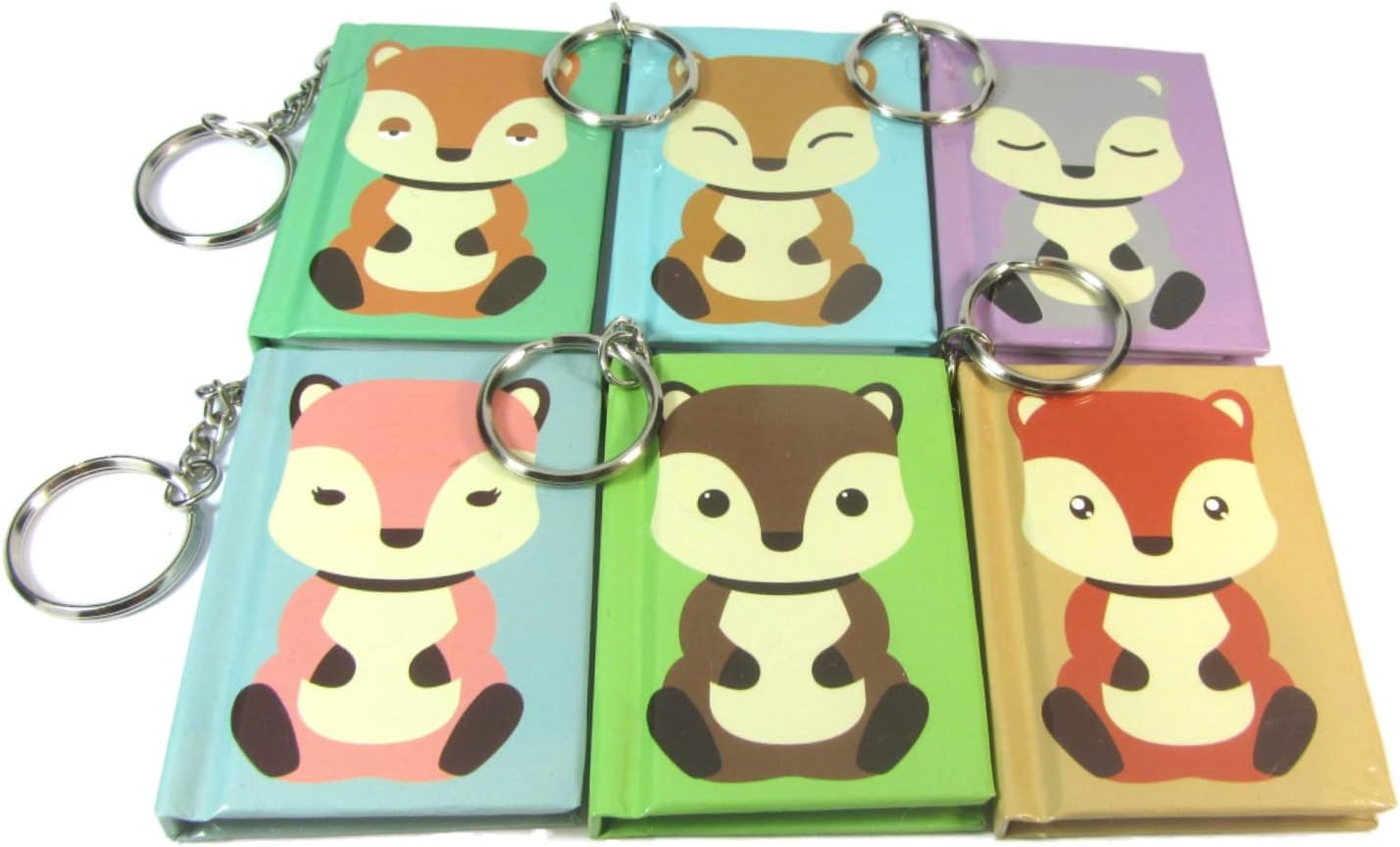 SDM 6 x FOX Keyring Hard Back Mini Note Pads Notebooks Party Bag Fillers