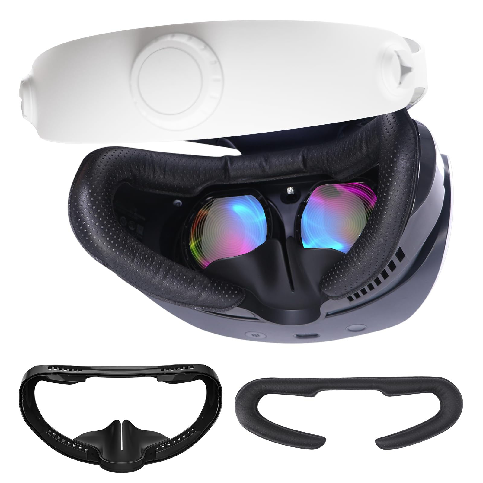 VR Face Pad for PlayStation VR2, PSVR2 Fitness Facial Interface Cushion Pad, PSVR2 Face Pad Replacement, Breathable Holes Leather Foam Cushion, Anti-fogging Sweat-Proof Cover Accessories Set