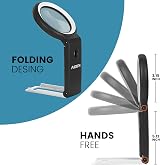 AIXPI Magnifying Glass with Light and Stand 10X 18 LED Black White view 4