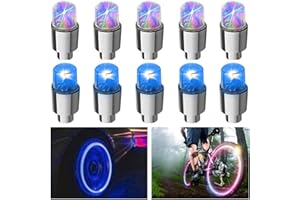 FICBOX 10 PCS LED Wheel Lights Flash Light Tire Valve Cap Lamp for Car Trucks Motorcycle Bike (Blue+Multicolor)
