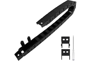 LMioEtool R38 18mm x 25mm(Inner H x Inner W) Black Plastic Cable Wire Carrier Drag Chain 1M Length for CNC, with End Connectors - Semi Enclosed Type (Inner Side openable)