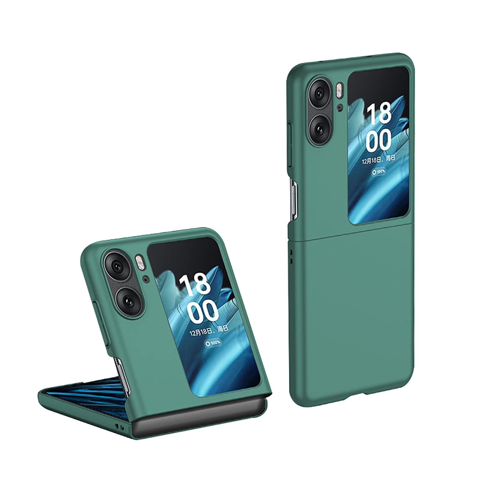 GIOPUEY Case Compatible with OPPO Find N2 Flip, Hard PC Material Cover, Comfortable and Smooth to the Touch Phone Case, Shockproof, Anti-Fingerprint - dark green