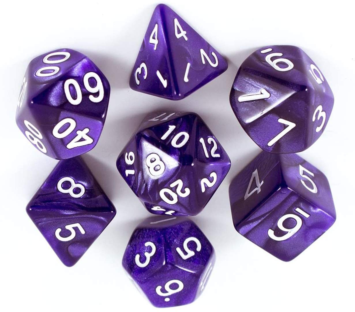 BOBOZHONG Polyhedral Dice,7PCS Layered Polyhedral D&D Dice,for Dungeons and Dragons RPG MTG Table Games(Purple)