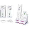 2pcs Rechargeable Battery Pack for Wii WiiU Remote Conroller, Charger Station Dock for Wii Remote Wii Battery (NOT Include Controller)