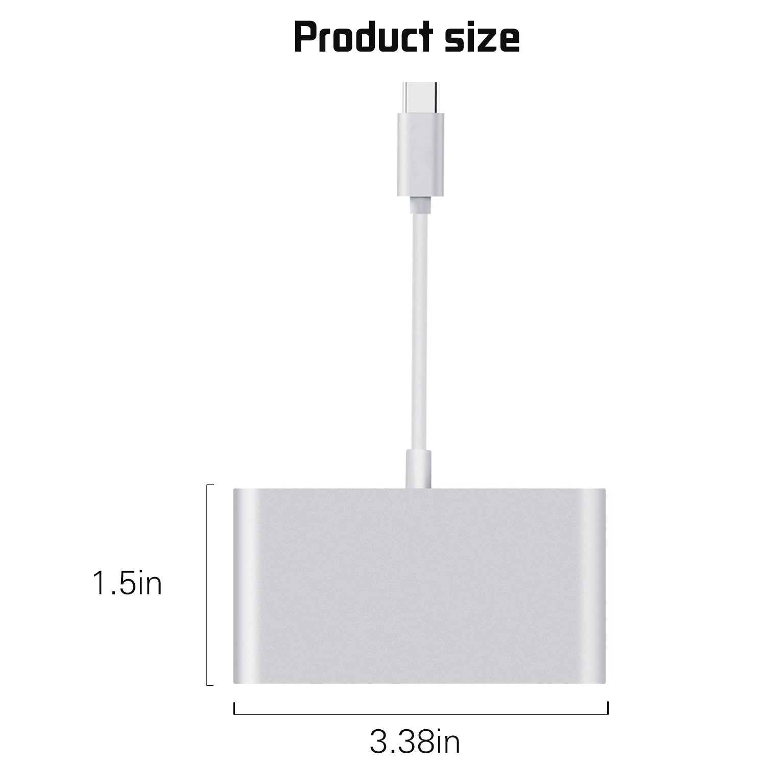USB-C Hub to HDMI 4K, Type C to HDMI 2 USB3.0 PD Adapter, Portable Converter Adaptor for 2017 MacBook Pro/Samsung Galaxy S8/S8 Plus, Multi-Port Charging & Connecting Adapte (Plug and Play)