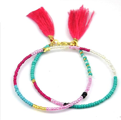 Amazon 手作り ビーズ ブレスレット ビーズレディース 友情 手ロープ 宝石 編みりタッセル ブレスレット 図1 ブレスレット 通販