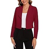 MINTLIMIT Women's Long Sleeve Cropped Blazer Lapel Collar Office Casual Blazers Button Open Front Business Work Suit Jacket