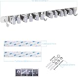 Hejo Mop and Broom Holder Wall Mounted 6 Racks 3 Hooks Heavy Duty Grey view 2