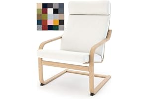 Vepping Lude Multi Colored Armchair Replacement Cover, Fits IKEA Poäng Armchair, Cushion not Included (Cushion Design 1, Cotton - White)