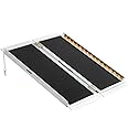MOTORHOT 3ft Portable Wheelchair Ramp Non-Slip Aluminum Folding Handicap Home Steps Scooter Door Threshold Ramp for 3 inch -9 inch Step Heights 600 lbs Capacity 28in Wide,Black