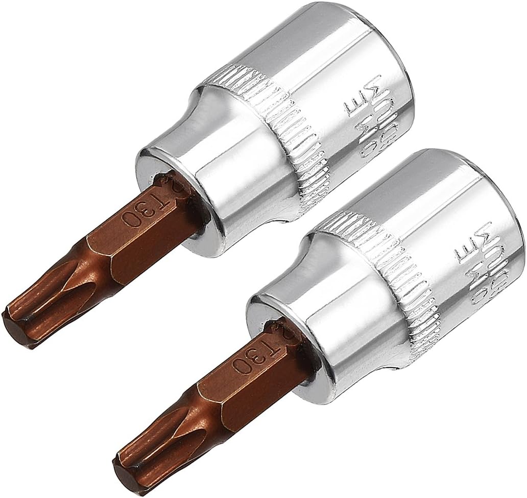 sourcing map 3/8" Drive x T30 Torx Bit Socket, S2 Steel Bits, CR-V Sockets 2" Length (for Hand Use Only) 2pcs