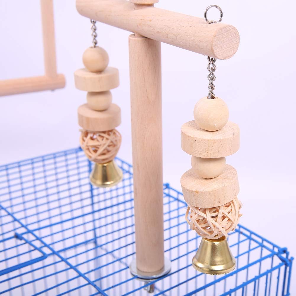 QBLEEV Bird Cage Play Stand Toy Set-Birdcage Wood Stands Hanging Chew Toys Ladder Swing Parrot Perch Play Gym Playground Accessories Activity Center for Conure, Parakeets, Budgie, Cockatiels, Lovebirds : Pet Supplies