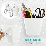 LATERN 6Pcs Large Pegboard Cups w/ Hooks White Plastic Workbench Craft Office view 2