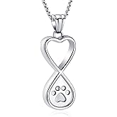 Oinsi Infinity Love Pet Cremation Jewelry for Ashes of Dog/Cat Funeral Keepsake Urn Necklace Pendant Memorial Jewellery
