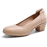 DREAM PAIRS Women's Low Chunky Heels Comfortable Block Work Pumps Closed Round Toe Dress Shoes for Office Business