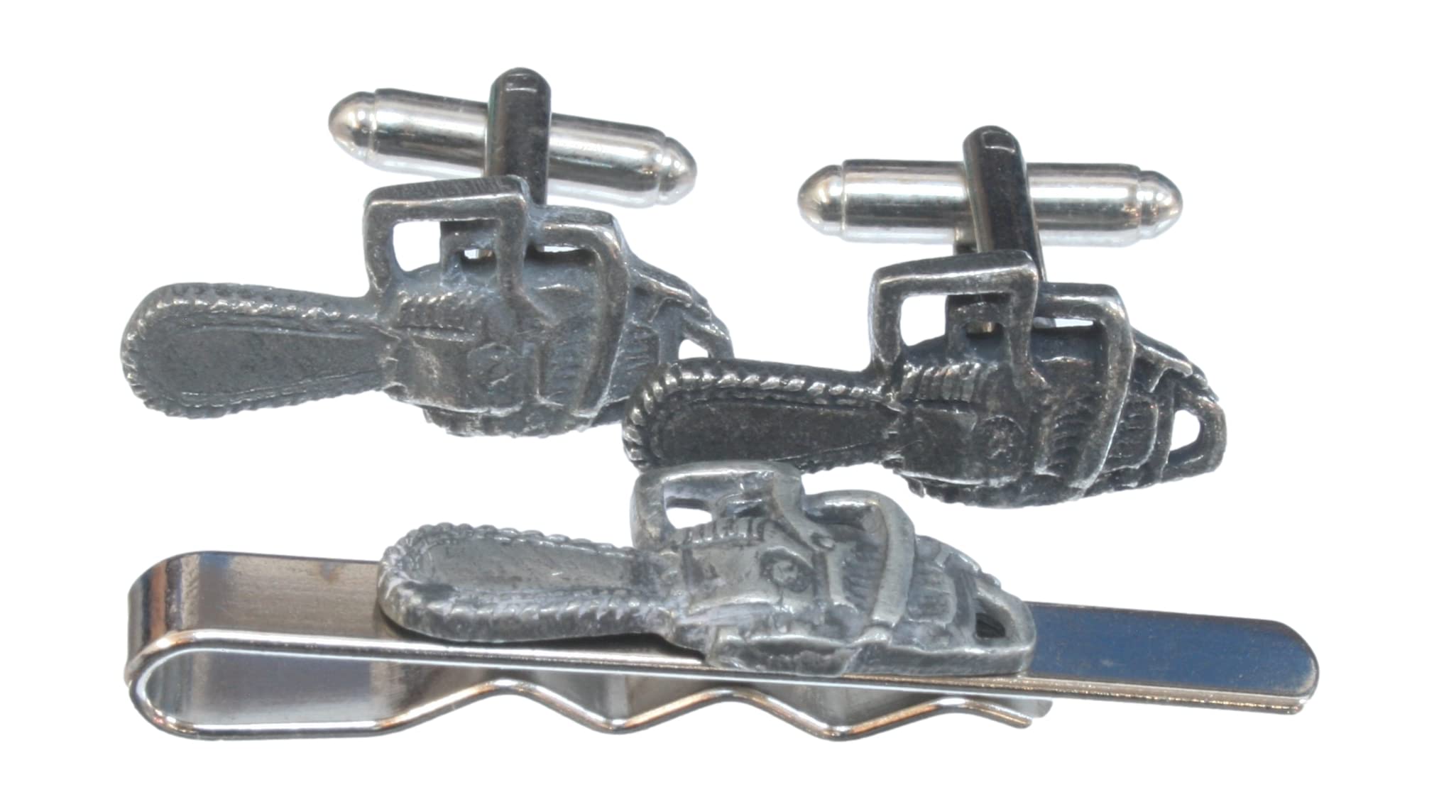 Chainsaw Cufflinks and Tie Bar Slide Gift Set