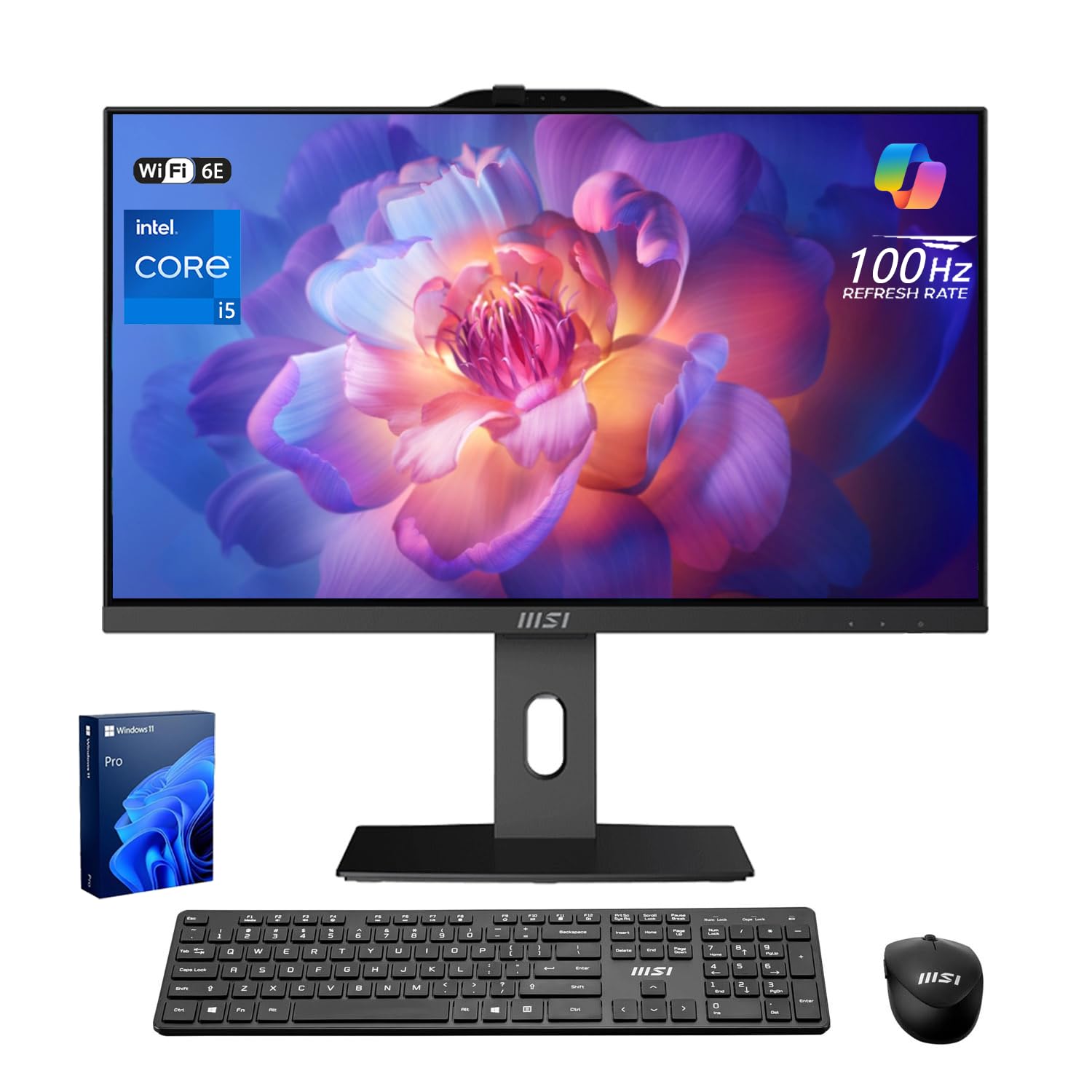 msi PRO AP242P Business All-in-One Desktop, 23.8" IPS FHD 100Hz Eye-Care Display, Intel Core i5-14400, 16GB DDR5, 512GB SSD, IR FHD Webcam, Wi-Fi 6E, HDMI, DP, Wireless KB & Mouse, Windows 11 Pro