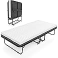 MOLKEI Folding Bed with Memory Foam Mattress, 75" x31” Rollaway Guest Bed for Adults, Space Saving Portable Cot Size Metal Frame Foldable Bed with Mattress