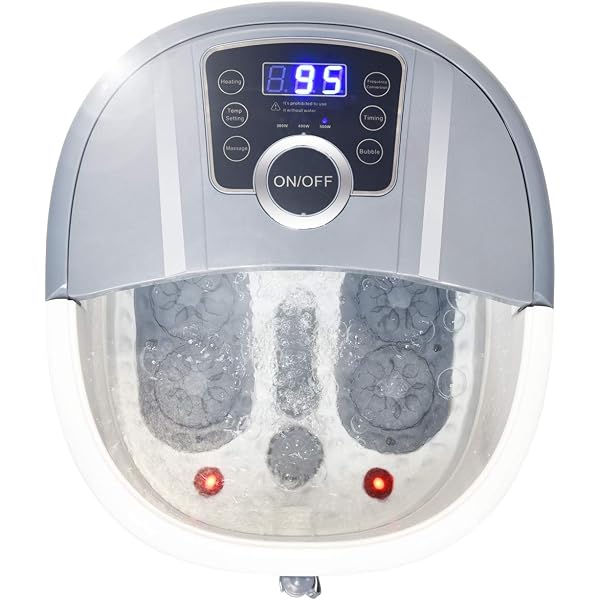 COSTWAY Foot Spa/Bath Massager, with Shiatsu Roller Massage, Heat,  Frequency Conversion, Red Light, Adjustable Time u0026 Temperature, Air Bubble,  LED Display, Drainage Pipe (Gray) : Amazon.ca: Health u0026 Personal Care