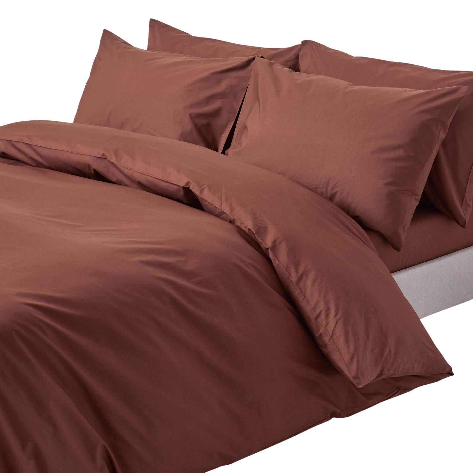 HOMESCAPES Chocolate Brown Pure Egyptian Cotton Duvet Cover Set Double 200 TC 400 Thread Count Equivalent 2 Pillowcases Included Quilt Cover Bedding Set — image 1