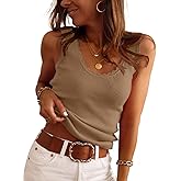 MAOECO Womens Ribbed Tank Tops V Neck Sleeveless Cute Knit Top 2026 Summer Casual Shirts Sweater Vest Sexy Fitted Tee