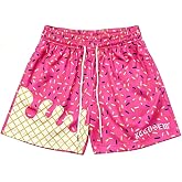Rccdsew Boys Ice Cream Mesh Athletic Shorts Lightweight Gym Baseball Shorts | Side Pockets, 100% Polyester Mesh, Lightweight Summer Shorts Pink, Sizes 5-14 Years